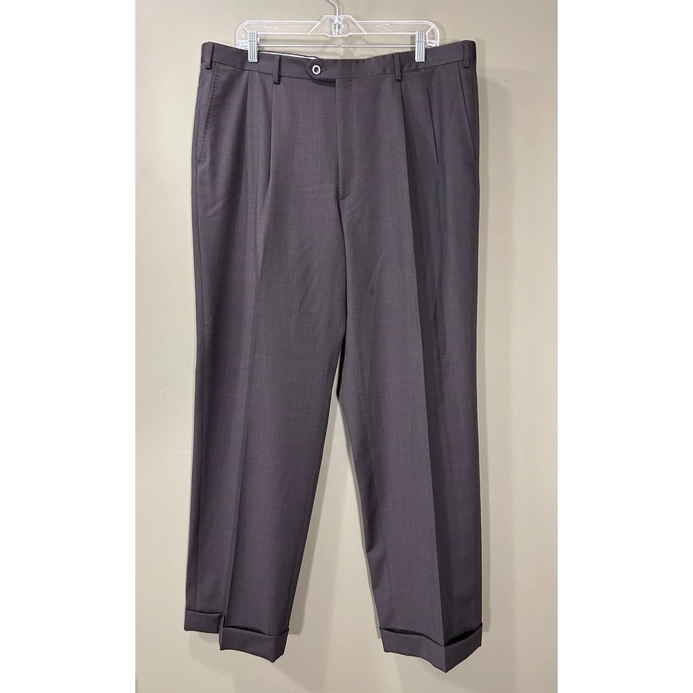 Brioni Cannes Dress Pants Trousers Mens Sz 39x30 Brown Pleat Cuff Old Money